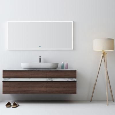 European Style Wood Cabinet Bathroom Vanity Unit with Marble Top