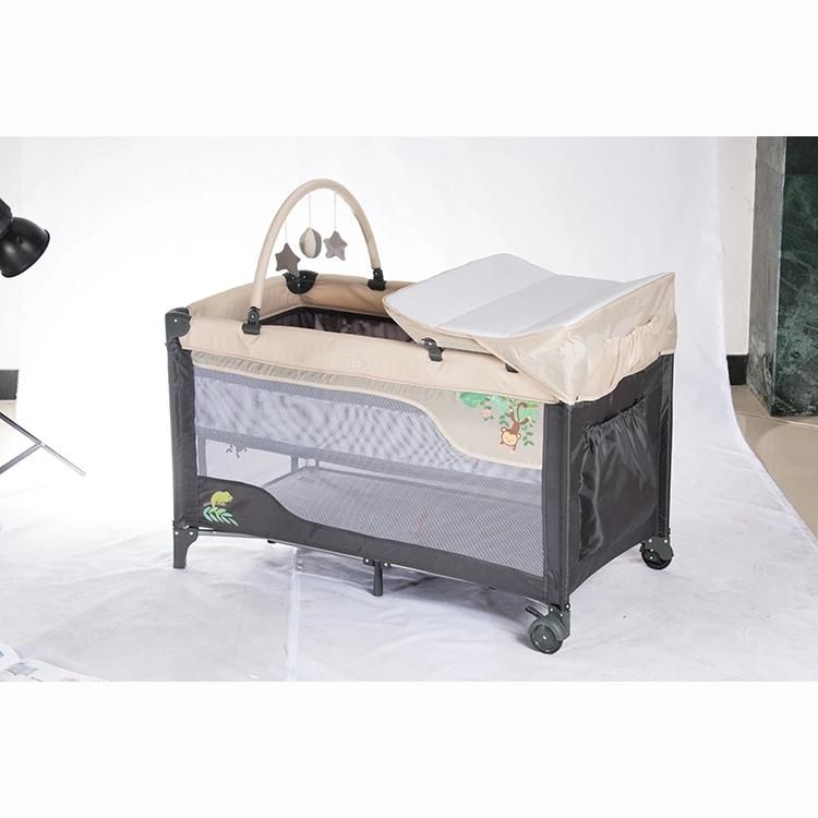Wholesale Standard Size Nursery Playpens Center Kid Bedside Travel Cot Crib Baby Bed Play Portable Playard with Wheels Mattress