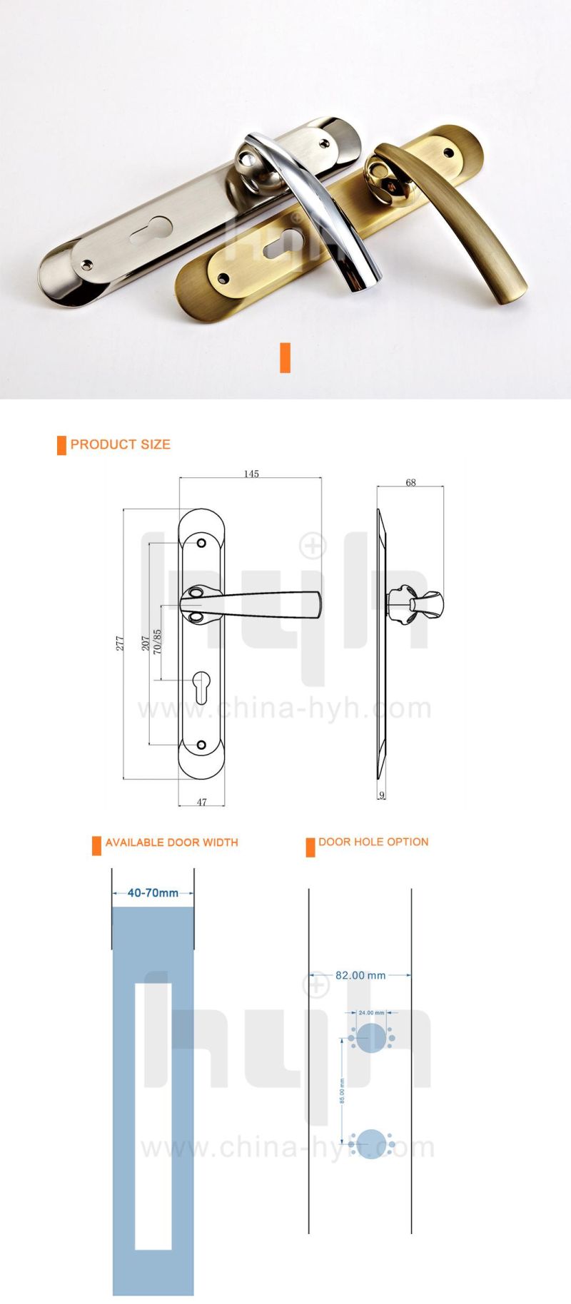 Chrome Safety Lock European Door Handle for Internal Door