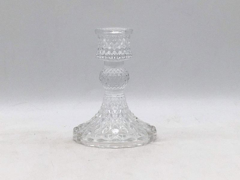 Thick Heavy Clear Glass Tealight Holder Candlestick