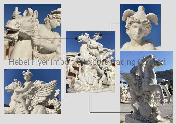 Garden Stone Furniture Hand Carving Natural Solid Marble Flowerpot with Lady Statues