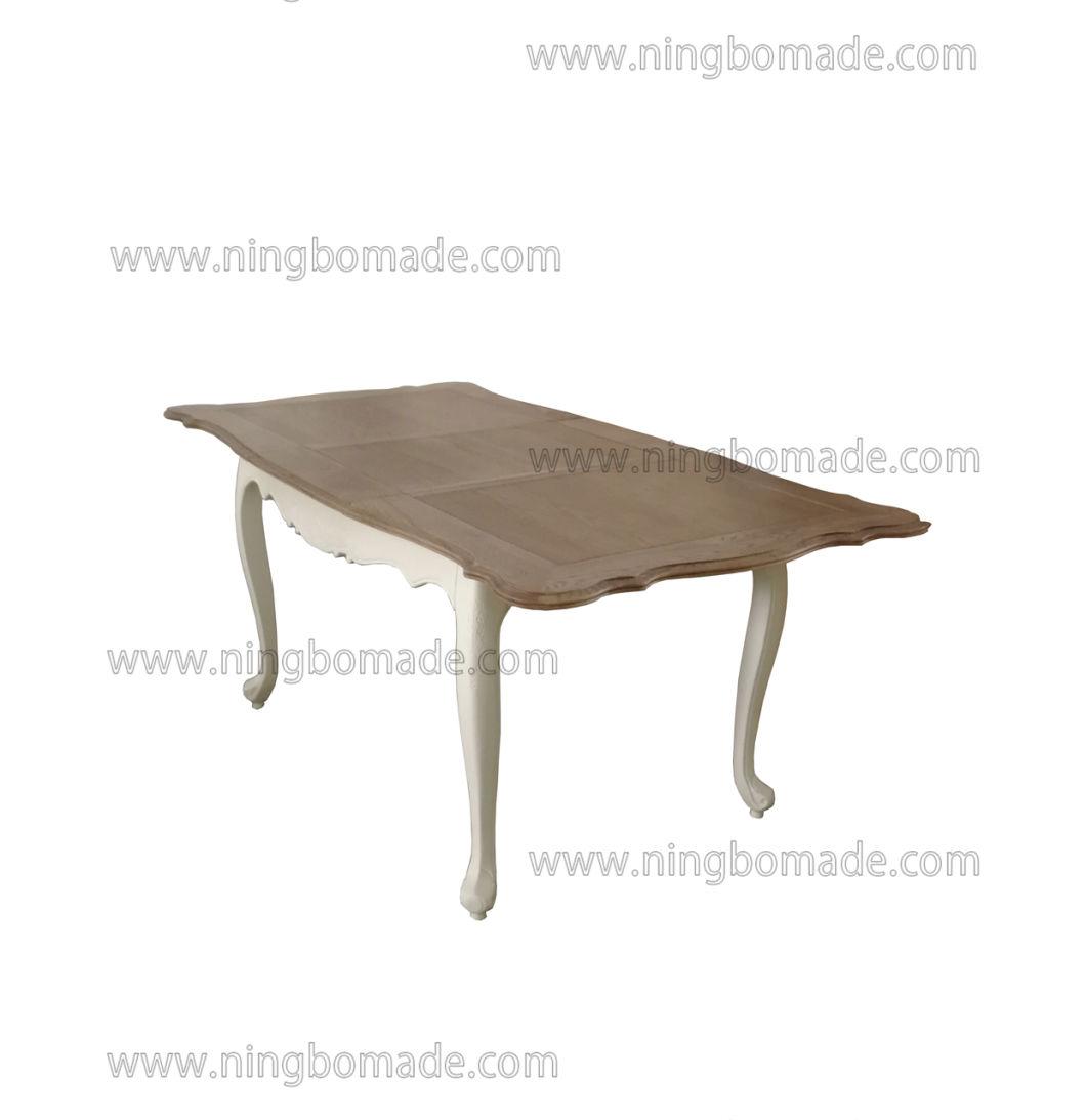 Nordic Louis Style Household Furniture Natural Top and Louis White Down Extension Table From 140cm to 190cm