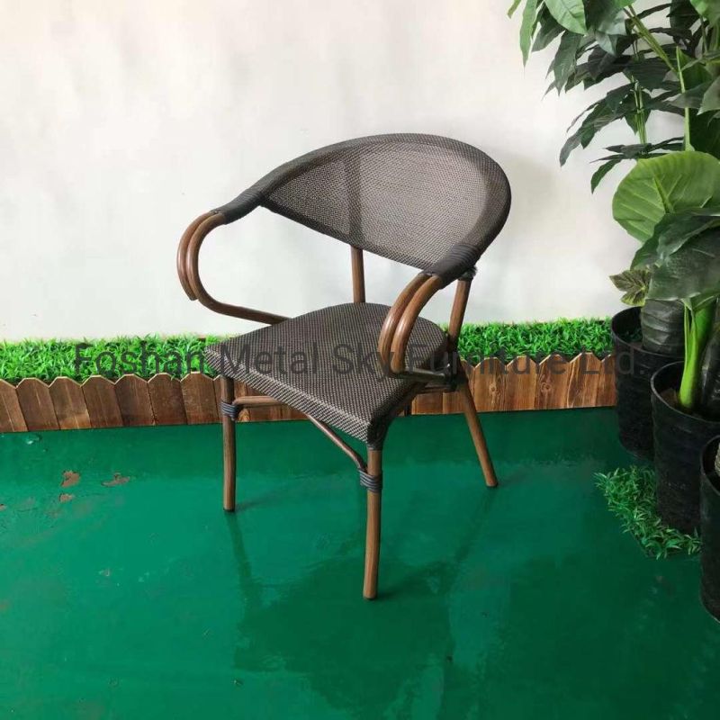 Outdoor Aluminum Wooden Garden Hotel Patio Armchair Teslin Rattan Chair
