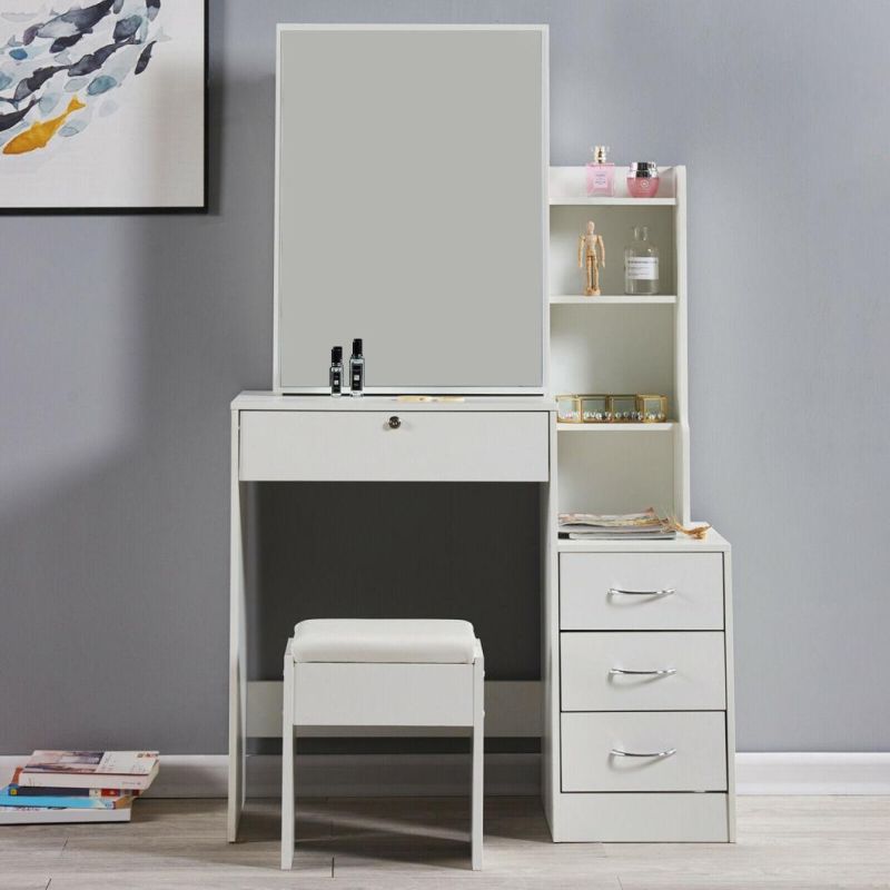 Bedroom Furniture 6 Drawers Makeup Vanity Storage Solid Wood Tables Sale Dresser with Mirror and Chair
