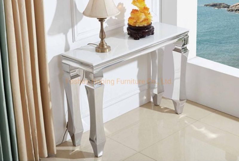 Modern Gold Stainless Steel Sideboard Luxury Metal Marble Top Entrance Console Table