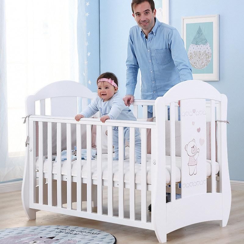 Wooden Crib European Style with Rollers Detachable