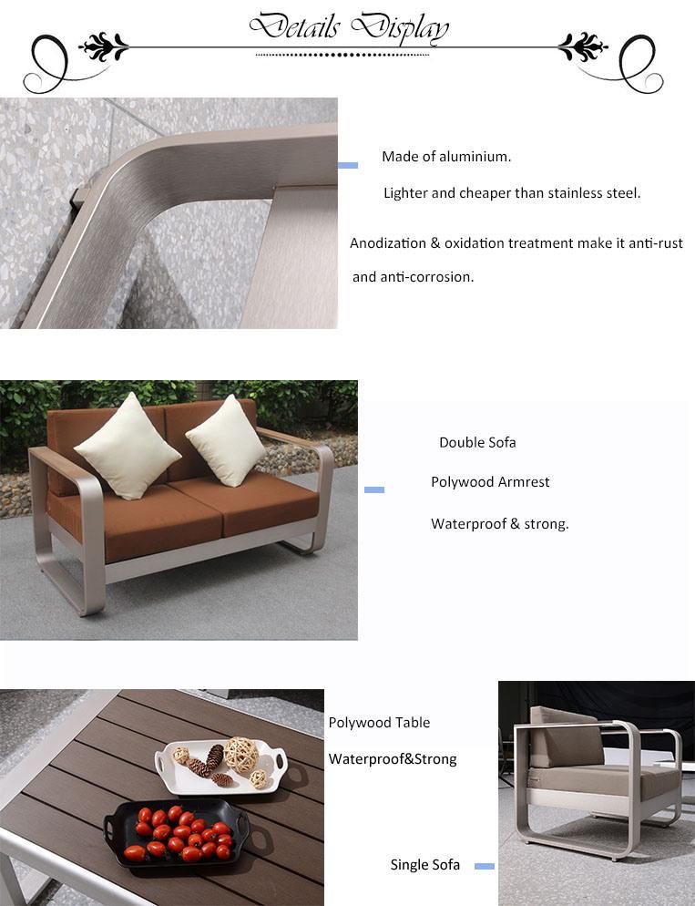 All Weather Modern Home Hotel Aluminum Table and Chair Leisure Lounge Patio Sofa Set Outdoor Garden Furniture