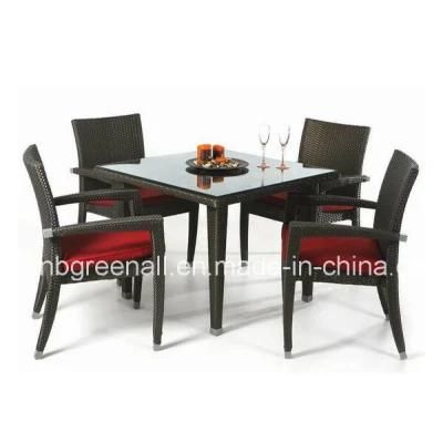 4 Persons Wicker Patio Outdoor Rattan Home Dining Chair Table Furniture