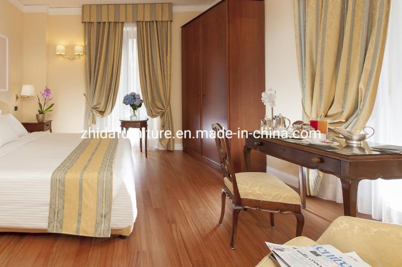 Zhida Classic Style Middle East Hotel Furniture 4 Star Master Bedroom Furniture Set Villa King Size Wooden Bed