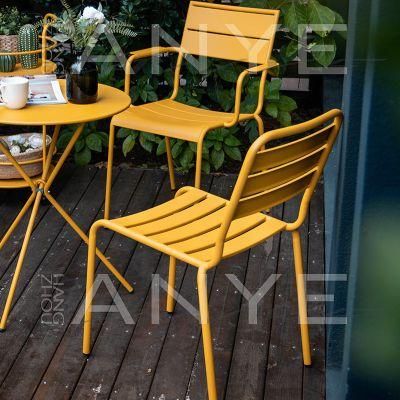 Patio Party Casual Furniture Metal Stackable Coffee Side Chair Modern Style Dining Furniture