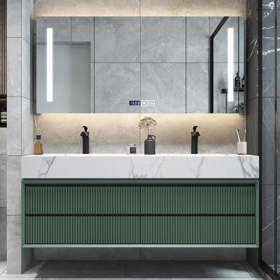 European Style Bathroom Vanity LED Mirror Bathroom Cabinet with Rock Plate Sink