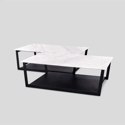 China Wholesale Modern Living Room Furniture Marble or Wooden Top with Metal Frame Coffee Table Center Table