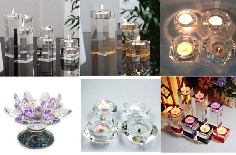 Wholesale Rectangle Crystal Glass Candleholder for Wedding Gift/Home Decoration/Religious Holiday