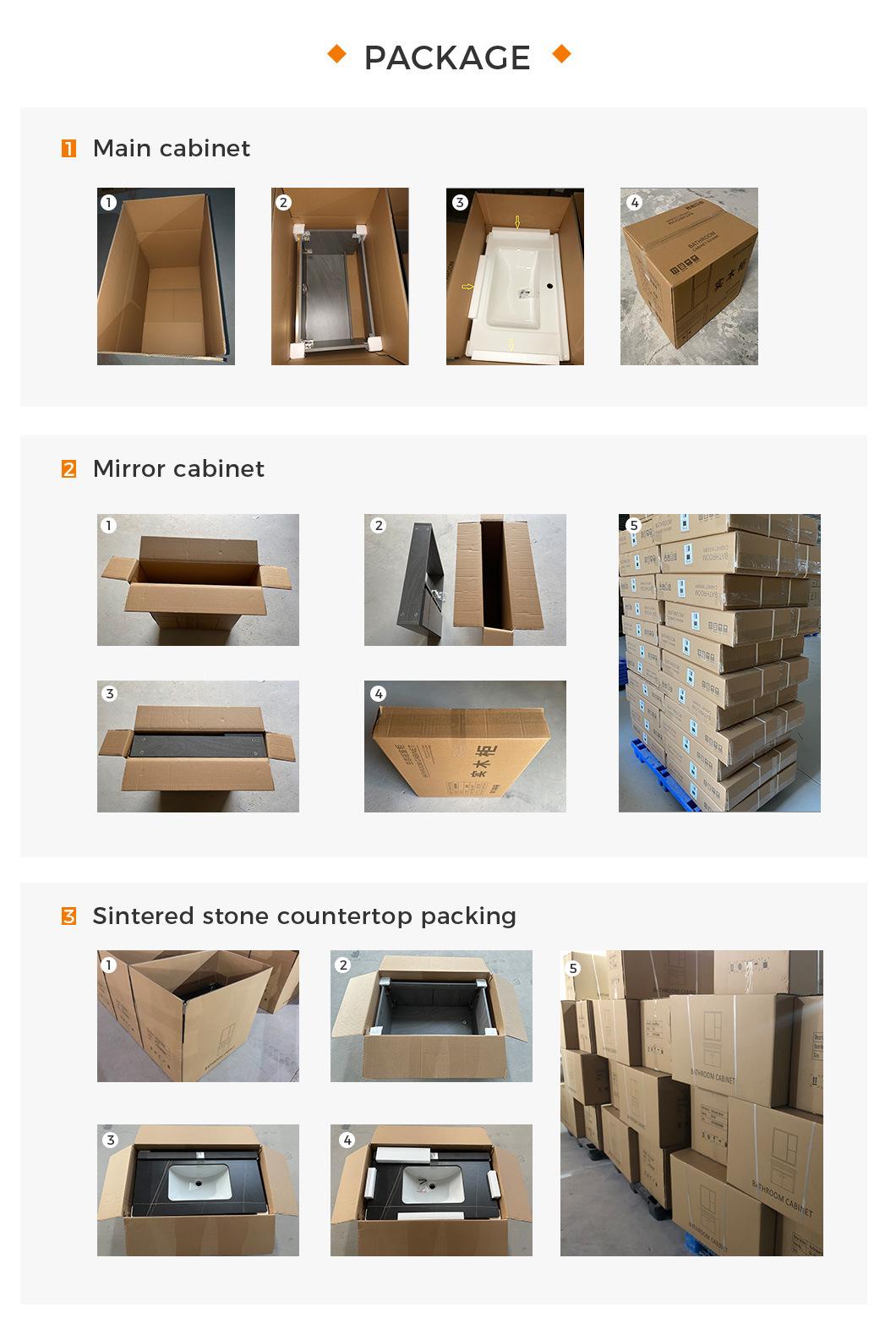2020 New European Style Design Veneer Wooden Plywood Bathroom Wall Cabinet with Sink for Hotel Bathroom