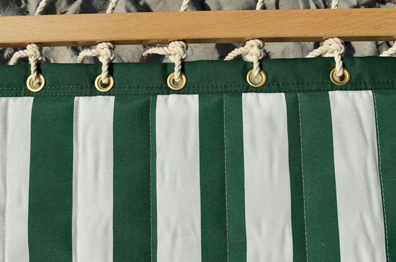 Green White Stripe Outdoor Quilted Fabric Hammock Large Free Standing Hammock