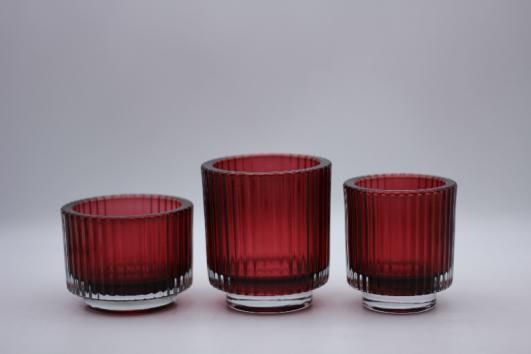 Colorful Glass Candle Holder with Different Embossed Pattern for Decoration