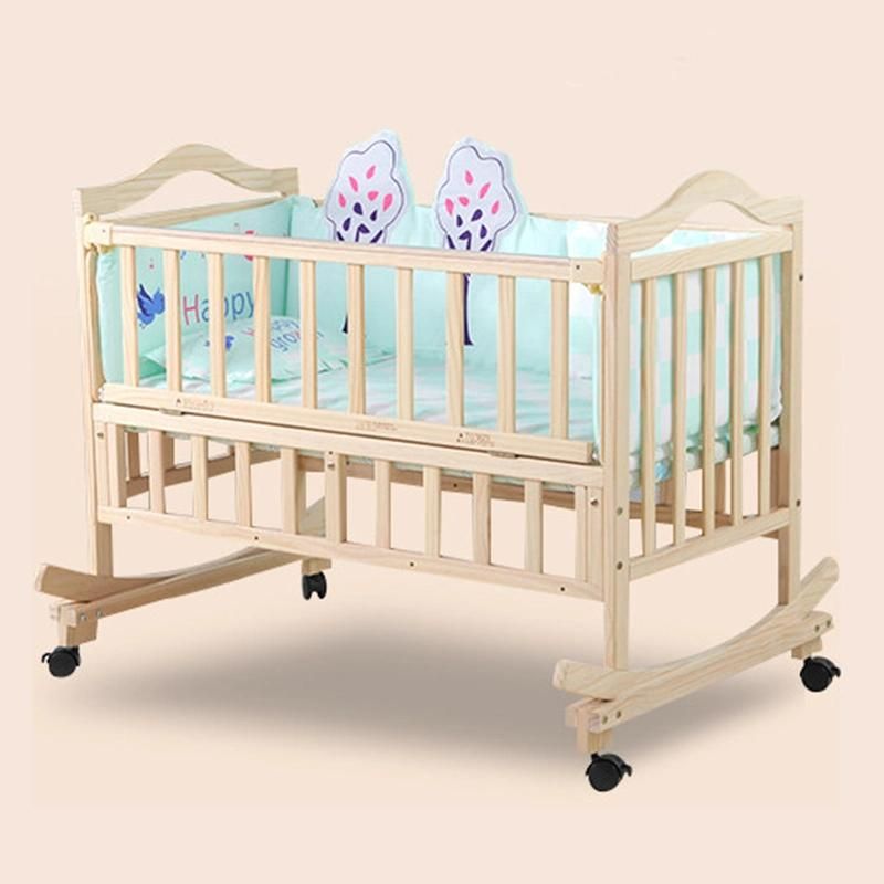 Solid Wood Baby Crib European Multi-Functional Newborn Pine Baby Bed Cradle/Children′s Cot Bed