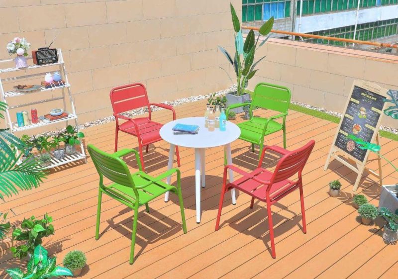 Colorful Set Tables and Chairs Metal Outdoor Table Furniture Patio Table with Chair Furniture