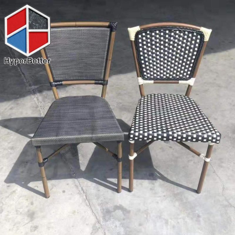 Bamboo Looking Aluminum Rattan Chair for Garden and Coffee Table