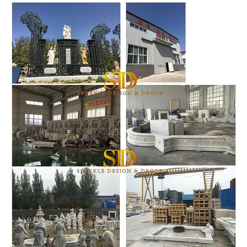 Custom Made European Style Natural Stone Marble Carving Benches for Outdoor Garden