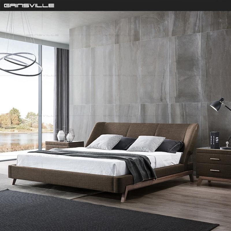 Wholesale European Furniture Modern Bedroom Furniture Beds with Wooden Legs Gc1713