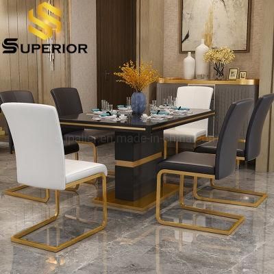 Argentina Customized Home Furniture Set Gold and Black Dining Table