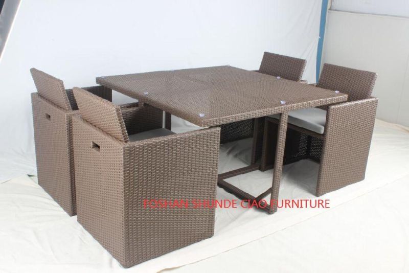 Wholesale Space Saving Outdoor Rattan Dining Cube Set Outdoor Furniture