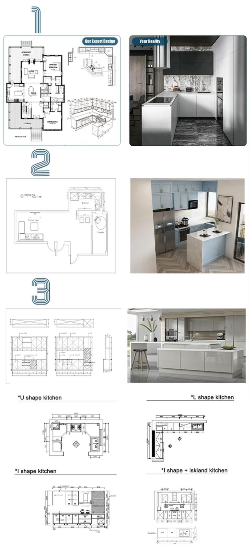 Cheap Laminated White Matt Lacquer European Style Assembled Modular Islands Modern Custom Kitchen Cabinet