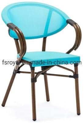 Outdoor Furniture French Bistro Synthetic Woven Textilene Fabric Cafe Chair