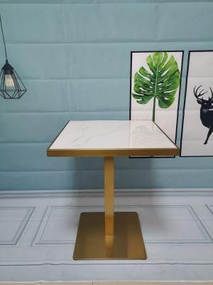 European Style Metal Side Table with Marble Top Living Room Furniture