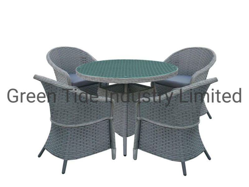 Outdoor Garden Furniture Rattan Round Dining Table with Umbrella Hole