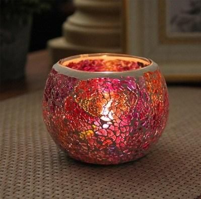 Retro Mosaic Decoration Spherical Glass Candle Holder for Home Decoration