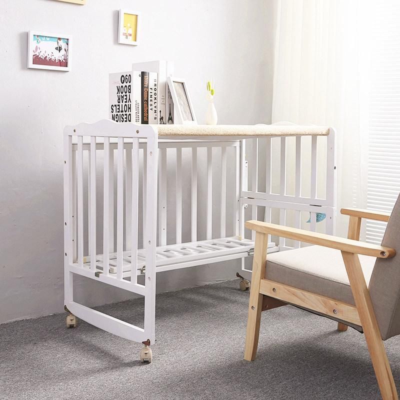 Eco-Friendly Solid Pine Wood Baby Crib Cot for Babies