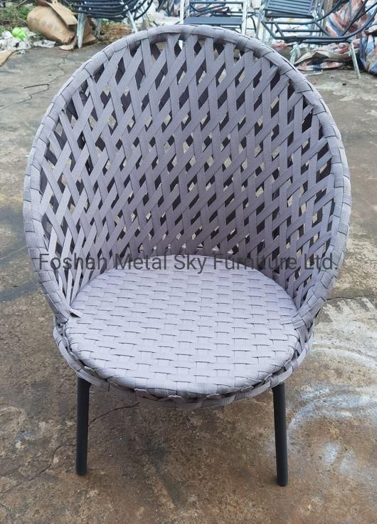 Outdoor Aluminum Garden Hotel Patio Rattan Metal Rope Dining Chair