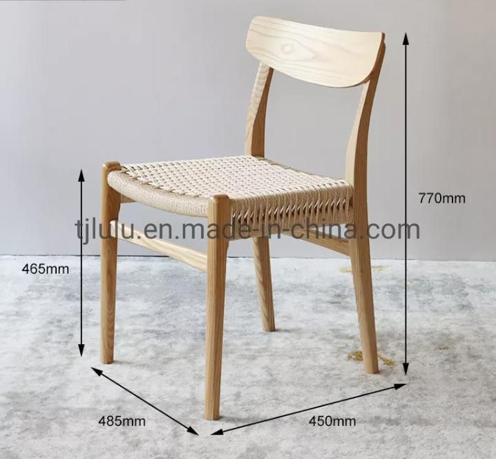 North European Style Hotel and Restaurant Patio Wicker Wood Dining Chair Paper Roper Cane Rattan Leisure Lazy Lounge Chair