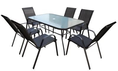 Outdoor Folding Patio Garden 7PCS --Table Dining 6 Textilene Chairs
