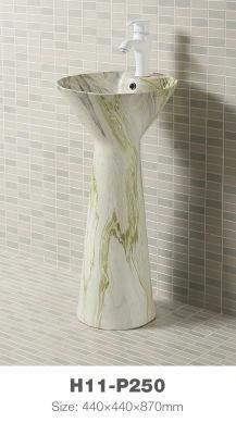 European-Style Modern Large Freestanding Marble Round Bathroom Ceramic Washstand Base Washbasin for Hotel Use