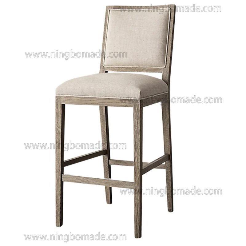 Antique French Eco-Friendly Trend Furniture Brushed Grey American Ash Bar Chair