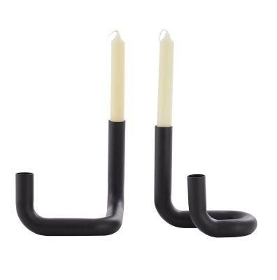 New Creative Left and Right Candle Holders Metal Candlesticks in Black