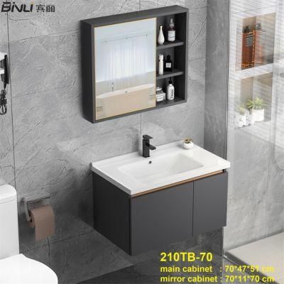 European Style Luxury Wall Mounted Glod Frame Stainless Steel Bathroom Mirror Cabinet Sink Vanity Unit