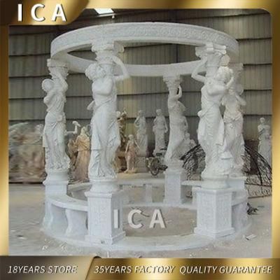 Decorative Garden Marble Gazebo with Statues