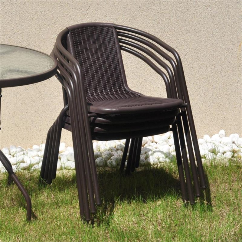 Plastic-Steel Rattan-Look Hot Sale Stackable Injection Bistro Chair