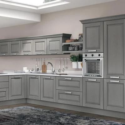 Modern Gray American Style Wooden Kitchen Cabinets Solid Wood
