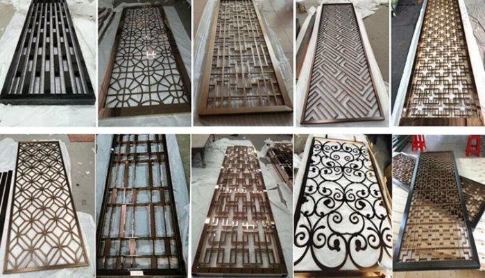 Classical Style Black Color 304 Brushed Decorative Metal Folding Screen Stainless Steel Divider Screen