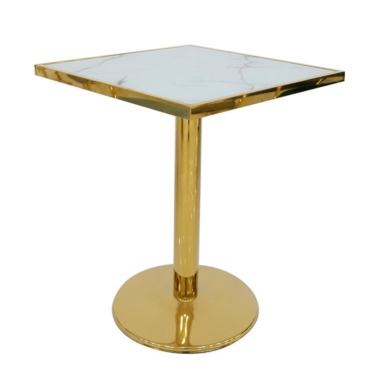 European Modern Living Room Furniture Stainless Steel Gold Marble Center Round Coffee Table