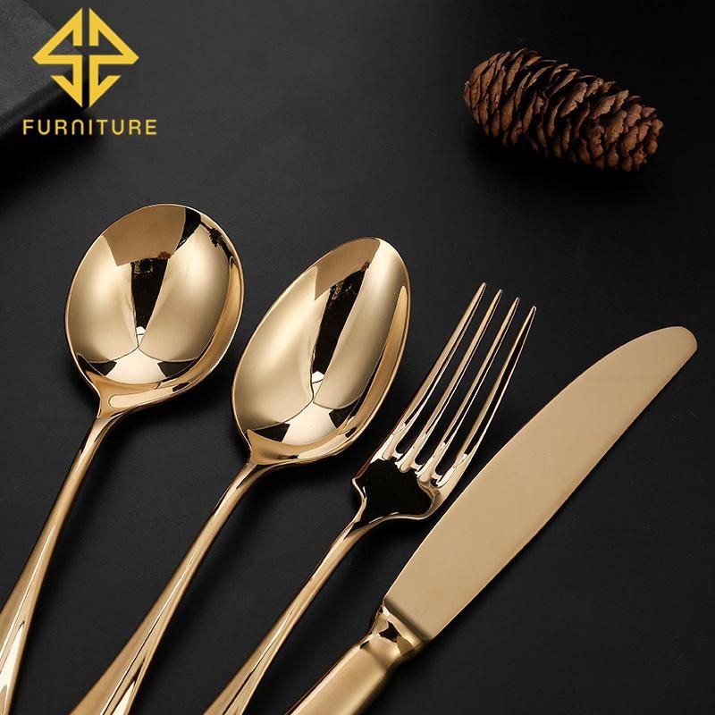 Rose Golden Solid Steak Silverware Knife and Fork Set Gold Flatware Set European Western Restaurant Cutlery for Wedding