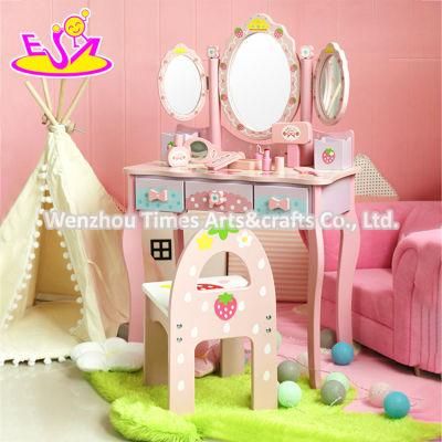 New Hottest Pink Crown 3 Mirrors Dresser up Table Wooden Girls Dressing Table with Chair W08h146