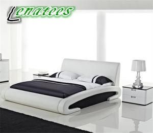 A518 Fancy Design White Leather Queen Bed