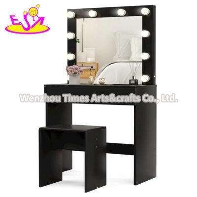 Customize LED Light Wooden Dressing Table with Mirror and Stool W08h168
