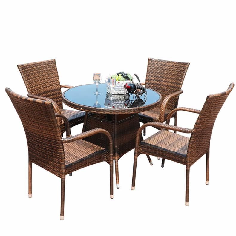 Popular Rattan Dining Set Stackable Outdoor Wicker Furniture